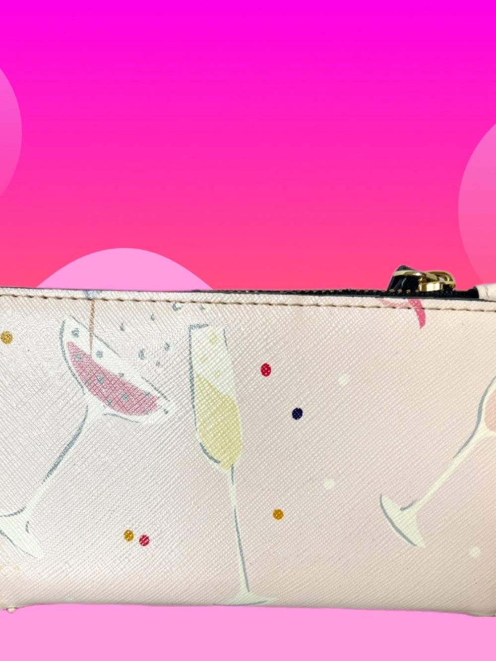 Kate Spade NY Dashing Beauty Mikey Champagne Print Wallet. - Picture 2 of 3